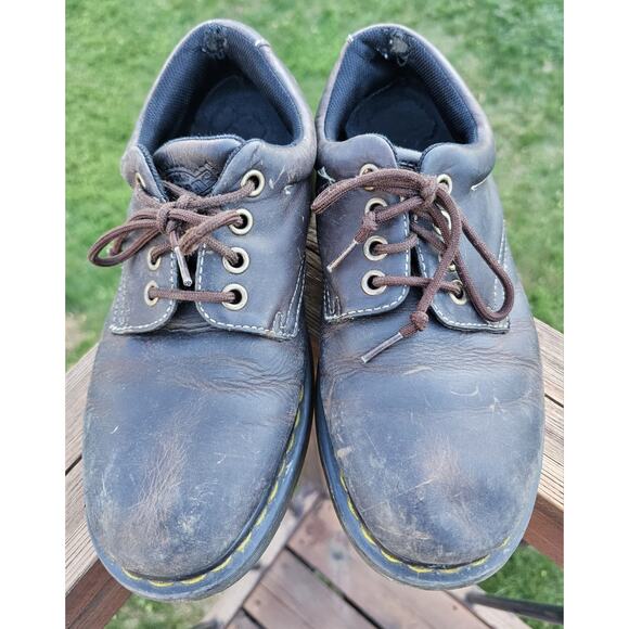 DOC MARTENS Boston BROWN LEATHER OXFORD SHOES MEN 9 Women 10 Distressed Vintage - Picture 2 of 10